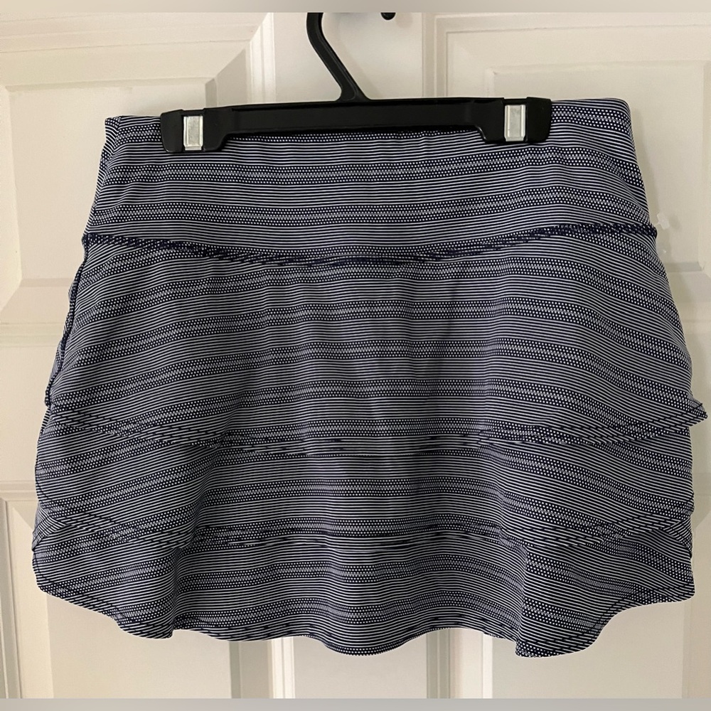 Athleta Blue Flutter Tiered Mini Tennis Skirt Size S Pickleball Activewear